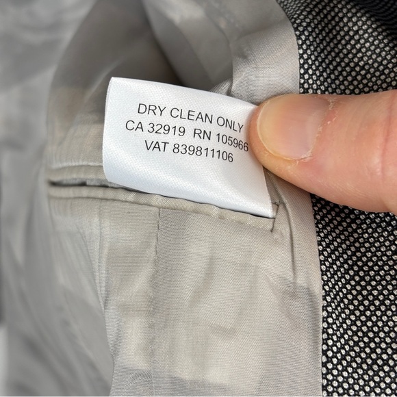 Marlowe Wool Silk Peplum Blazer Grey Black White Italy 8 Zip Front 3/4 Sleeve - Picture 10 of 10